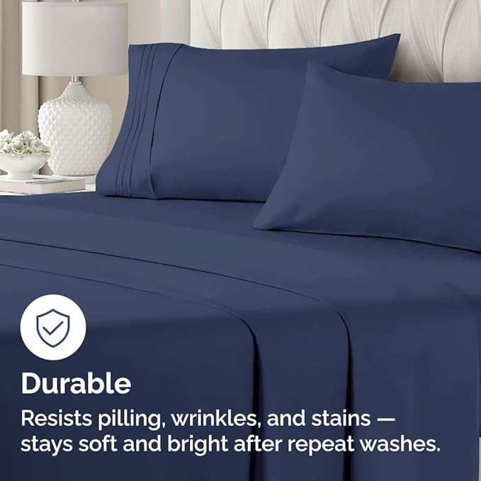 King Pillow Cases Set of 4 - Ultra Soft Hotel Quality Pillowcase Covers - Comfy, Cozy & Wrinkle Free - Shrinkage, Stain & Fade Resistant - Machine Washable Pillow Protectors - 4 Piece Set - Navy Blue