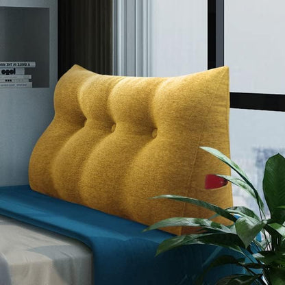 homecozy Wedge Headboard Pillow Dorm Room Reading Pillow Back Support for Sitting Up in Bed Bolster Lumbar Cushion Body Positioning Bedrest Cotton Linen 39in Yellow Twin