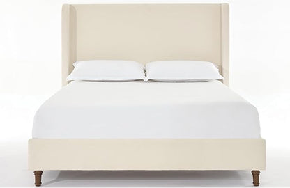 Queen Size Upholstered Bed Frame, Wingback Headboard BedframesHarper, 54" Tall Headboard Platform Beds/No Box Spring Needed/Easy Assembly/Elegant Simplicit, Beige Boucle