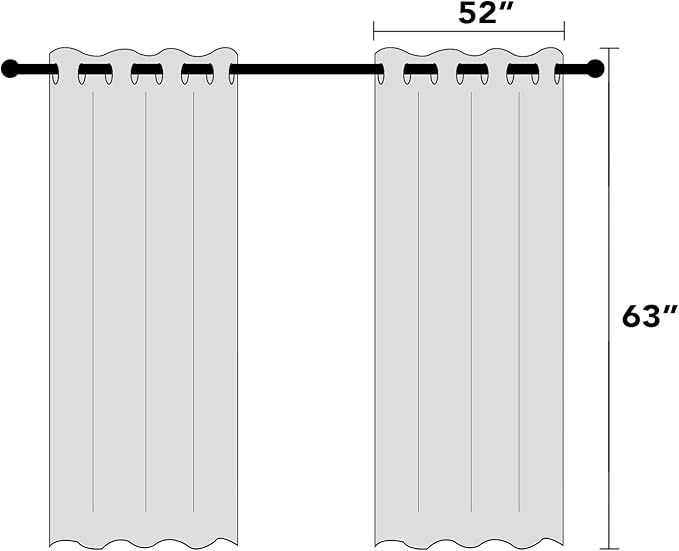 PrinceDeco 100% Blackout Curtains 2 Panels Set Thermal Insulated Full Light Blocking Drapes Window Curtain Panels for Bedroom Living Room Grommet Black Out Cute Curtains,52" W x 63" L, Pearl White
