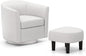 Giantex Swivel Small Accent Chair with Ottoman, Modern Barrel Club Chair w/Footrest, Curved Backrest & Armrests, Removable Seat Cushion, Swivel Single Sofa Arm Chair for Living Room, Bedroom(Creamy)