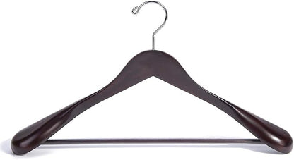 Nature Smile Wooden Coat Suit Hangers Womans Wood Jacket Outerwear Shirt Hangers Anti Slip Bar with Screw 6 Pack (16 inch Mahogany)
