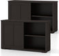 Costzon Sideboard Buffet Cabinet, Wooden Kitchen Storage With Adjustable Shelf, Sliding Barn Door, Accent Coffee Bar Console Table for Living Room, Dining Room, Hallway (Coffee)