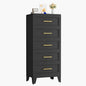 Metal Tall Dresser for Bedroom, Black Dressers & Chest of Drawers, 5 Drawer Dresser with Curved Corner, Bedroom Dressers with Drawers, Storage Cabinet for Hallway, Entryway (Black, 24" W)