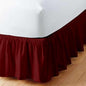 Burgundy Solid Ruffled Bed Skirt King-22 Inch Drop Split Corner, Microfiber Bedskirt with Platform Three Sided Coverage
