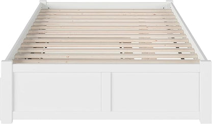 AFI Concord Queen Size Platform Bed with Footboard & Twin XL Trundle in White