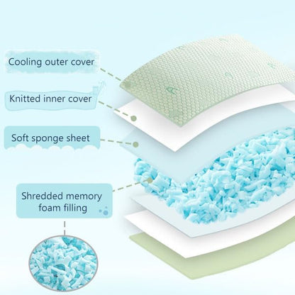 ACCURATEX Cooling Memory Foam Pillows for Sleeping Standard Size Set of 2, Adjustable Fluffy Pillows with Removable Cover, Cool Bed Pillow for Side Back Stomach Sleepers, Machine Washable, Green