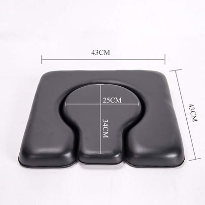 MUUL-WHCH PU Commode Seat Cushion, Black Padded Cushion for Bedside Commodes, Chair, Shower Wheelchair, C Shape