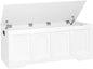 DINZI LVJ Storage Chest, 47.2" Rattan-Like Toy Box with 2 Safety Hinges, Wooden Entryway Storage Bench with Flip-Top, Large Trunk for Living Room, Bedroom, Easy Assembly, White