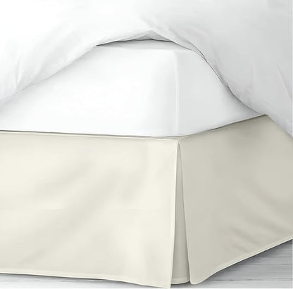 Pleated Bed Skirt King Size, 14" Drop with Platform Design for Secure Fit, Split Corners, Wrinkle-Resistant Microfiber for Modern Stylish Look, Tailored Bedding for Hotel Luxury - Ivory