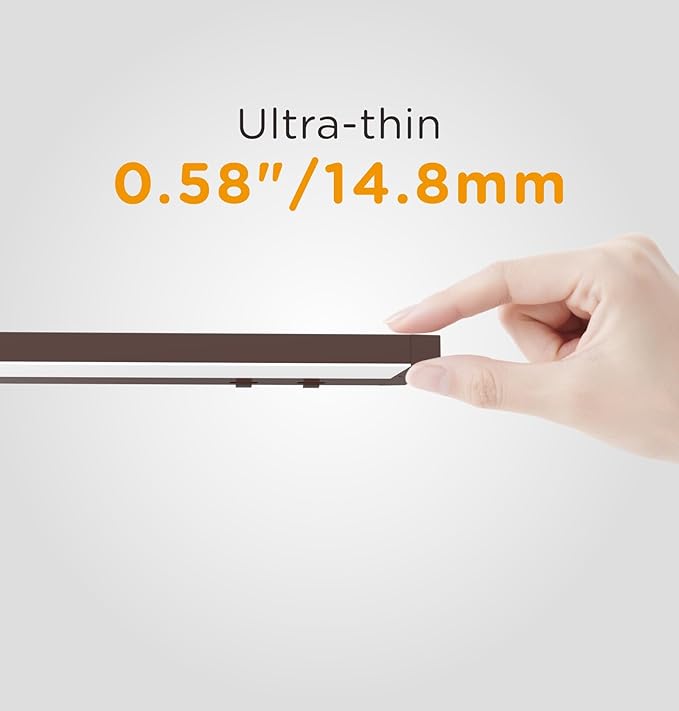 24 Inch Under Cabinet Lighting Plug in, 14W 120V 3 Color 3000K/4000K/5000K, 3 Brightness, Super Bright, Ultra Thin Under Counter Lights for Kitchen, Linkable LED Cabinet Light, Bronze