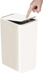 TIPGO Bathroom Trash Can with Lid, 10 Liter/ 2.6 Gallon Slim Garbage Can, Small Trash Bin Waste Basket with Pop-Up Lid for Kitchen, Bedroom, Living Room, Office (White)