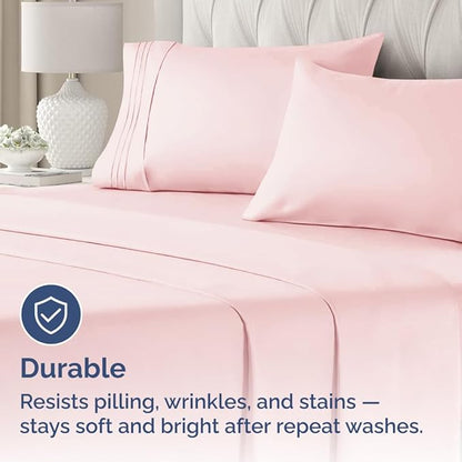 Queen Pillow Cases Set of 4 - Ultra Soft Hotel Quality Pillowcase Covers - Comfy, Cozy & Wrinkle Free - Shrinkage, Stain & Fade Resistant - Machine Washable Pillow Protectors - 4 Piece Set - Baby Pink