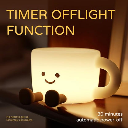 QANYI Coffee Cup Night Light, Gifts for Coffee Lovers, Rechargeable Dimmable Color Changing Night Lamp, Soft Silicone Cute Desk Lamp with Touch Control, Funny Gag Birthday Gifts for Women