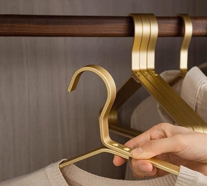 Premium Matte Golden Aluminum Coat Hangers 6 Piece Set, 17.7” Extra Smooth & Durable Metal Shirt Dress Hanger,Aluminum Alloy Hanger,Clothing Support,Clothing Hang