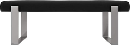 VANT Upholstered Bed Bench - Vintage Leather Jet Black - Brushed Nickel - Contemporary Modern, Bedroom Bench Seat, Hallway, or Entryway