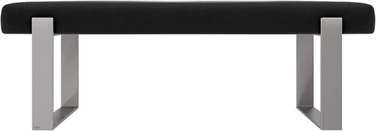 VANT Upholstered Bed Bench - Vintage Leather Jet Black - Brushed Nickel - Contemporary Modern, Bedroom Bench Seat, Hallway, or Entryway