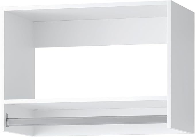 Tall Hanging Closet Unit, Modular Closet System, Wood Closet System Organizer with Storage for Walk in Closets, Clothing Rack Wardrobe Closet for Hanging Clothes, Bedroom, White, 19.5" W