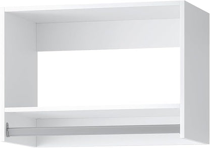 Tall Hanging Closet Unit, Modular Closet System, Wood Closet System Organizer with Storage for Walk in Closets, Clothing Rack Wardrobe Closet for Hanging Clothes, Bedroom, White, 19.5" W