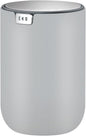 EKO Mini Desk Trash Can with Swing-Top Lid 0.4 Gallon Small Table Round Wastebasket for Office, Home, Car (Grey)