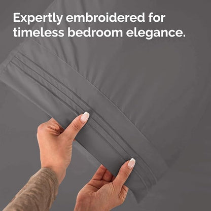 King Pillow Cases Set of 4 - Ultra Soft Hotel Quality Pillowcase Covers - Comfy, Cozy & Wrinkle Free - Shrinkage, Stain & Fade Resistant - Machine Washable Pillow Protectors - 4 Piece Set - Dark Grey