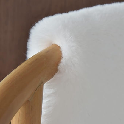 White Fluffy Round Rug 5ft for Bedroom Circle Faux Rabbit Washable Fur Area Rugs for Living Room Nursery Rug