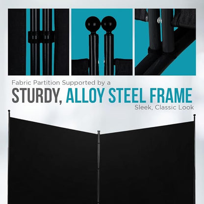 SteelAid Room Divider (Double Panel) – Folding Partition Privacy Screen for Office, Classroom, Dorm Room, Kids Room, Studio, Conference - 142" x 72" - Easy to Assemble, Freestanding & Foldable