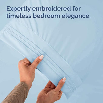 King Pillow Cases Set of 2 - Ultra Soft Hotel Quality Pillowcase Covers - Comfy, Cozy & Wrinkle Free - Shrinkage, Stain and Fade Resistant - Machine Washable Pillow Protectors - 2 Piece Set - Sky Blue
