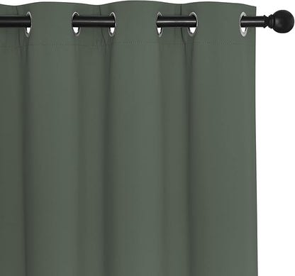 NICETOWN Sliding Door Window Treatment Blackout Patio Door Curtain Panels, Privacy Thermal Drapes for Bedroom Living Room Department with Grommet Top (Dark Mallard, W66 x L110)