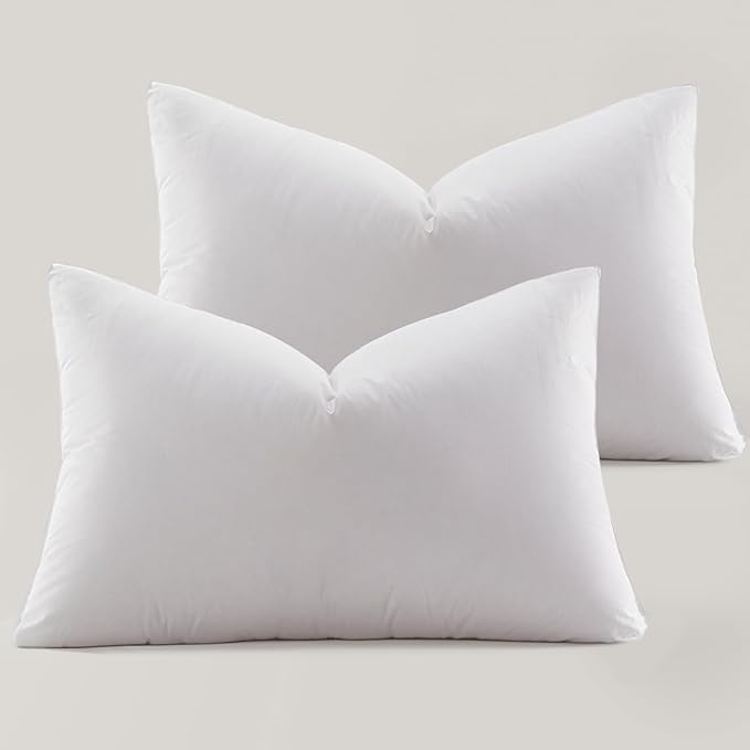 Globon Ultra Soft Down Pillow Standard Size Set of 2, All Down Filled Bed Pillow for Sleeping, 100% Cotton Shell 500 Thread Count 700 Fill Power, Soft Hotel Collection Down Feather Pillow 20" x 26"