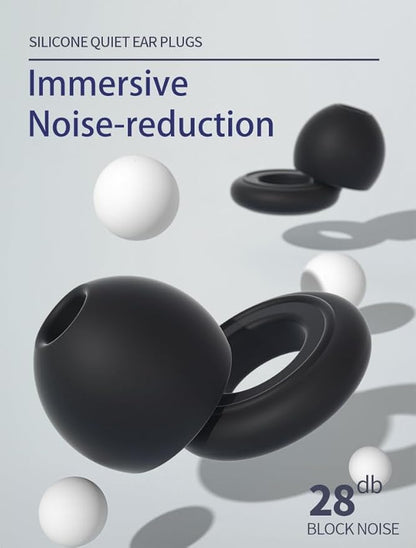 6 Pairs Soft Silicone Earplugs Reusable Noise-Reducing for Concerts, Sleep, Focus, Travel, Adjustable Size 28dB (SNR) Noise Reduction White
