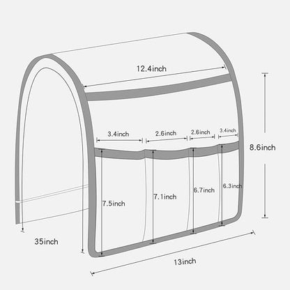 NB Sofa Armrest Organize remote holder bedside caddy organizer with 5 pockets，non-slip couch remote control holder couch armchair caddy accessories (Brown, 35"x12.4")