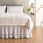 MIYE Wrap Around Ruffled Lace Bed Skirt, Elastic Dust Ruffle with Adjustable Belts, Easy to Put On, Bed Frame Cover, Machine Washable (Ruffled Lace/White, King/Queen-12.5" Drop)
