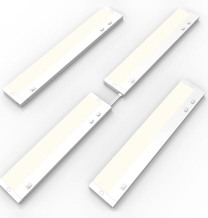 16 Inch Under Cabinet Lighting Plug in, 9W 120V 3 Color 3000K/4000K/5000K, 3 Brightness, Super Bright, Ultra Thin Under Counter Lights for Kitchen, Linkable LED Cabinet Light, White 4Pack