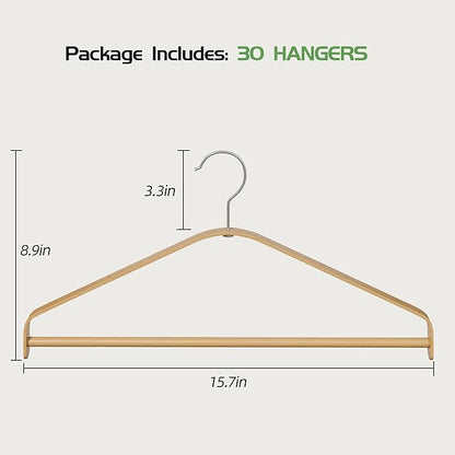 Bamboo Wood Hangers (Bamboo, 30 PCS)