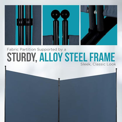 Steel-AID Triple-Panel Privacy Room Divider – Folding Partition Privacy Screen for Office, Classroom, Dorm Room, Kids Room, Studio, Conference - 216" x 72" - Easy to Assemble, Freestanding & Foldable