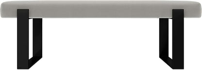 VANT Upholstered Bed Bench - Zigrino Oyster - Matte Black - Contemporary Modern, Bedroom Bench Seat, Hallway, or Entryway
