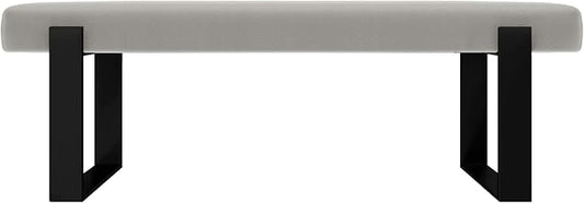 VANT Upholstered Bed Bench - Zigrino Oyster - Matte Black - Contemporary Modern, Bedroom Bench Seat, Hallway, or Entryway