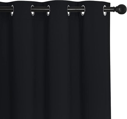 NICETOWN Black Out Curtain for Bedroom 102 inches Long, Grommet Thermal Insulated Light Blinds Room Darkening Window Treatment for Boys Room, 1 Panel, W52 x L102, Black