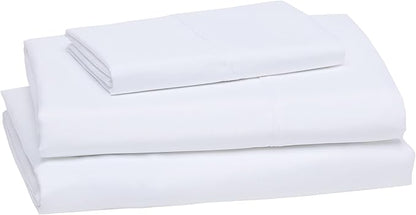 Amazon Basics Lightweight Super Soft Easy Care Dorm-Friendly, Microfiber 3 Piece Bed Sheet Set with 14-Inch Deep Pockets, Twin XL, Bright White, Solid (Pack of 4)