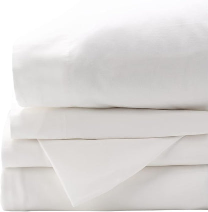 Red Land Cotton Luxury Sheet Set | 100% American Grown Cotton Basics | Premium Hotel Ultra-Soft Lightweight 4 Piece USA Made Deep Pocket Fitted, Flat Sheet, & Pillowcases Percale Weave (Queen/White)