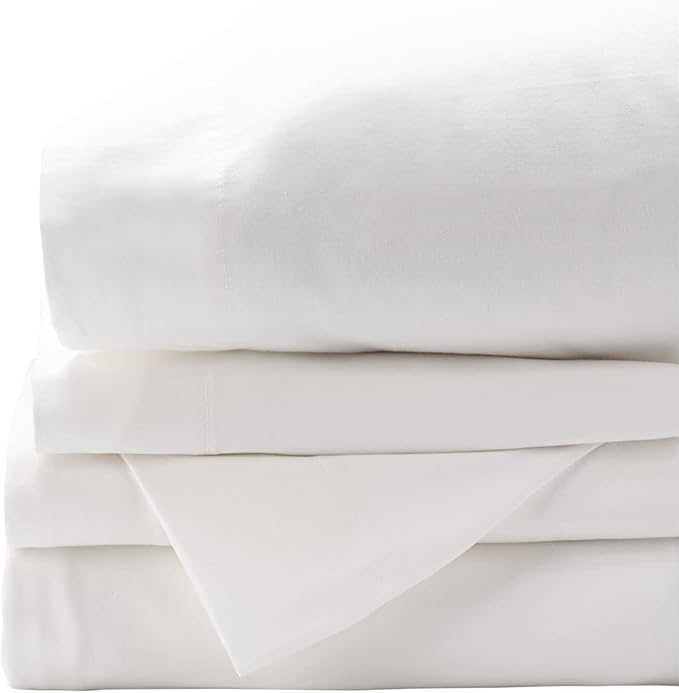 Red Land Cotton Luxury Sheet Set | 100% American Grown Cotton Basics | Premium Hotel Ultra-Soft Lightweight 4 Piece USA Made Deep Pocket Fitted, Flat Sheet, & Pillowcases Percale Weave (Full/White)