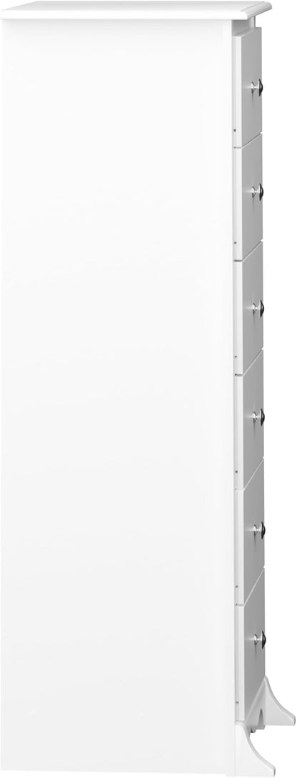 Prepac Sonoma 6 Drawer Dresser for Bedroom, Tall Chest of Drawers, Bedroom Furniture, Clothes Storage and Organizer, 19" D x 23.25" W x 52.75" H, White