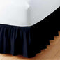 Navy Blue Solid Ruffled Bed Skirt Full-14 Inch Drop Split Corner, Microfiber Bedskirt with Platform Three Sided Coverage