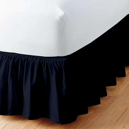 Navy Blue Solid Ruffled Bed Skirt Queen-30 Inch Drop Split Corner, Microfiber Bedskirt with Platform Three Sided Coverage