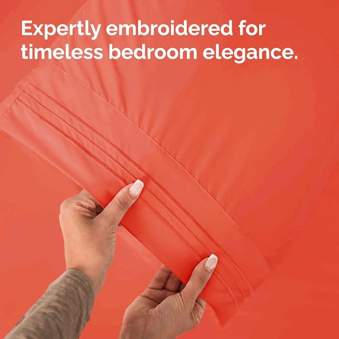 Queen Pillow Cases Set of 4 - Ultra Soft Hotel Quality Pillowcase Covers - Comfy, Cozy & Wrinkle Free - Shrinkage, Stain and Fade Resistant - Machine Washable Pillow Protectors - 4 Piece Set - Coral