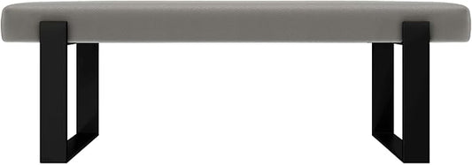 VANT Upholstered Bed Bench - Zigrino Mineral - Matte Black - Contemporary Modern, Bedroom Bench Seat, Hallway, or Entryway