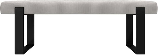 VANT Upholstered Bed Bench - Ribbed Stone - Matte Black - Contemporary Modern, Bedroom Bench Seat, Hallway, or Entryway