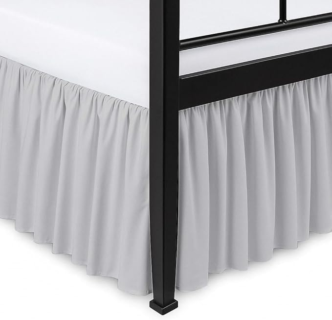 Ruffled Bed Skirt Split Corners with Platform, Tailored Fit Hotel Quality Wrinkle Free Ultra-Soft Microfiber Dust Ruffle, Upto 10 Inch Drop, Full, Light Grey