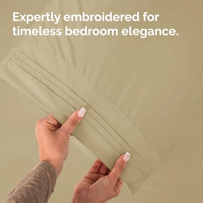Queen Pillow Cases Set of 10 - Ultra Soft Hotel Quality Pillowcase Covers - Comfy & Wrinkle Free - Shrink, Stain and Fade Resistant - Easy-Care, Machine Washable Pillow Protectors - 10 Pcs Set - Beige